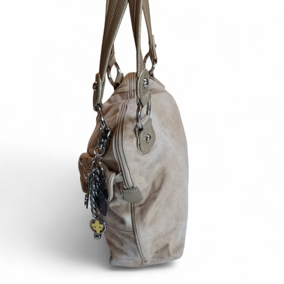 Kathy Van Zeeland Gold Tone Shoulder Bag Faux Suede Metallic Trim - Picture 3 of 16